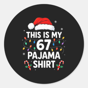 Das ist mein 67 Pyjama-Shirt Lustiges Weihnachten Runder Aufkleber