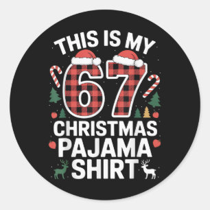 Das ist mein 67 Weihnachts-Schlafanzug  Runder Aufkleber