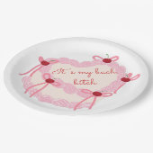 Das ist mein Bachelorette | Coquette Cake Brautpar Pappteller (Schrägansicht)