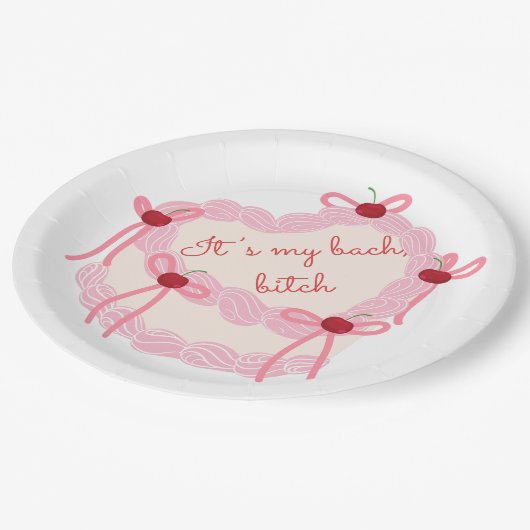 Das ist mein Bachelorette | Coquette Cake Brautpar Pappteller (Schrägansicht)