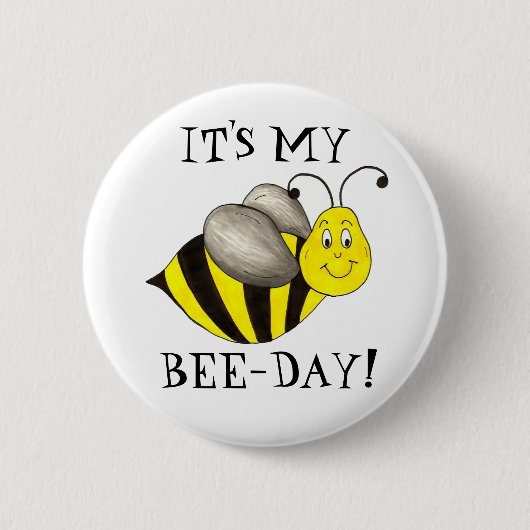 Das ist mein Bee Day Bumblebee Birthday Bday Girl  Button (Vorderseite)