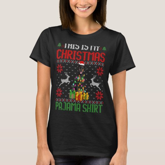 Das ist mein Doberman Dog Christmas Pajama T-Shirt (Vorderseite)