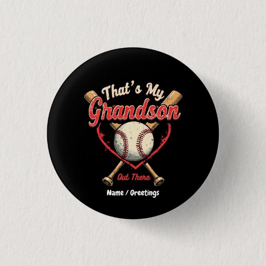 Das ist mein Enkel da draußen Baseball Oma Funny Button (Vorderseite)
