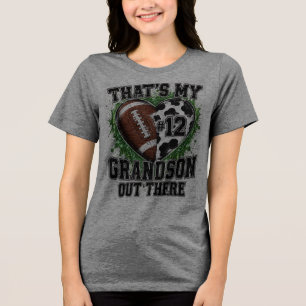 Das ist mein Enkelsohn Football Fan Kuh-Druck Numm Tri-Blend Shirt