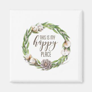 Das ist mein glücklicher Place Floral Wreath Ring Magnet