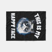 Das ist mein glückliches Gesicht - lustige Katze m Fleecedecke (Vorderseite (Horizontal))