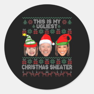 Das ist mein hässlichstes Weihnachts-Anti-Biden-Sp Runder Aufkleber