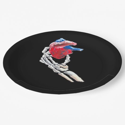 Das ist mein Herz - Skeletton Herz Hände Pappteller (Schrägansicht)