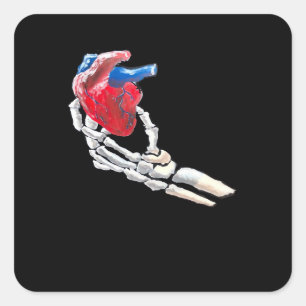 Das ist mein Herz - Skeletton Herz Hände Quadratischer Aufkleber