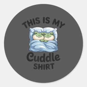 Das ist mein Kuschel-Shirt Lustiger Frosch-Paar Runder Aufkleber