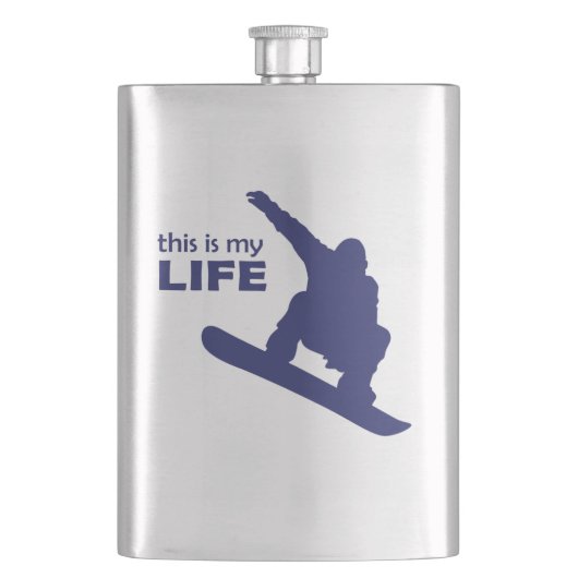 Das ist mein Leben (Snowboarden) Flachmann (Vorderseite)