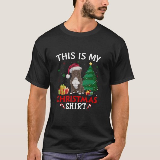 Das ist mein Pitbull Hund Weihnachtsmannmütze Weih T-Shirt (Vorderseite)