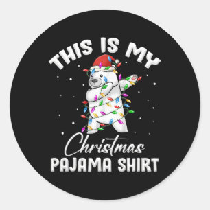 das ist mein Pyjama Shirt Eisbär lustig Runder Aufkleber