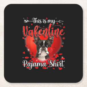 Das ist mein Valentine Pajama Shirt Boston Terrier Rechteckiger Pappuntersetzer