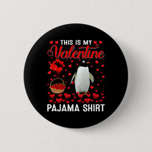 Das ist mein Valentins-Shirt Pinguin rotes Herz An Button