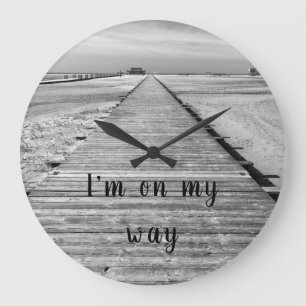 Das ist mein Weg zum Beach Black and White Foto Große Wanduhr