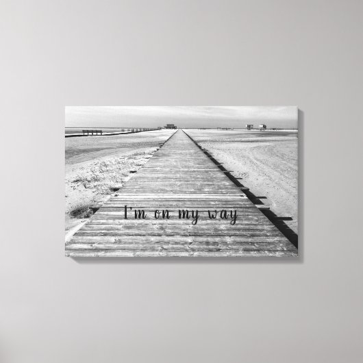 Das ist mein Weg zum Beach Black and White Foto Leinwanddruck (Vorderseite)