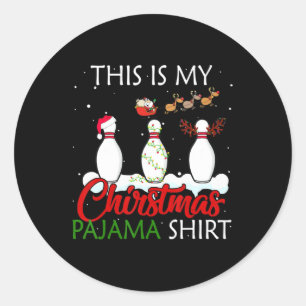 Das ist mein Weihnachts Pajama Bowling Lover Xmas Runder Aufkleber