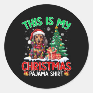 Das ist mein Weihnachts-Pajama-Dackel-Hund liebt X Runder Aufkleber