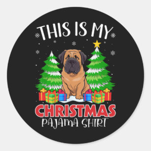 Das ist mein Weihnachts Pajama English Mastiff Dog Runder Aufkleber
