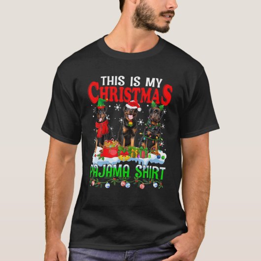 Das ist mein Weihnachts Pajama Funny Rottweiler Do T-Shirt (Vorderseite)