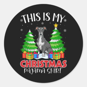 Das ist mein Weihnachts Pajama Greyhound Hund Xmas Runder Aufkleber