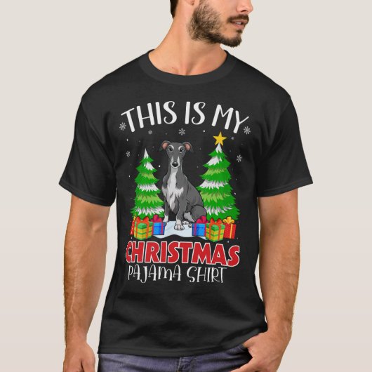 Das ist mein Weihnachts Pajama Greyhound Hund Xmas T-Shirt (Vorderseite)