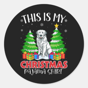 Das ist mein Weihnachts Pajama Große Pyrenäen Dog  Runder Aufkleber