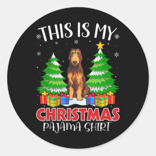Das ist mein Weihnachts Pajama Irish Wolfhound Dog Runder Aufkleber