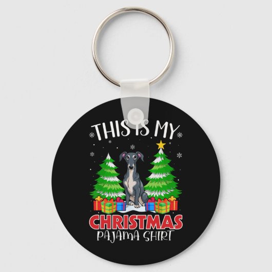 Das ist mein Weihnachts Pajama Italienischer Windh Schlüsselanhänger (Vorderseite)