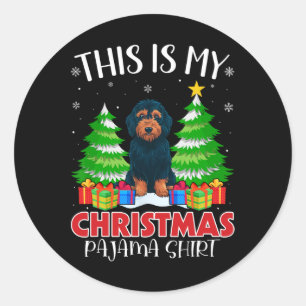 Das ist mein Weihnachts Pajama Labradoodle Dog Xma Runder Aufkleber