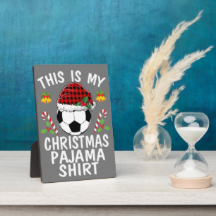 Das ist mein Weihnachts-Pajama-Shirt-Fußball Santa Fotoplatte