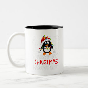 Das ist mein Weihnachts-Pajama-Shirt Pinguine Sant Zweifarbige Tasse