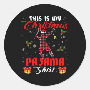Das ist mein Weihnachts-Pajama-Shirt Santa Kariert Runder Aufkleber