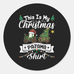 Das ist mein Weihnachts-Pajama-Shirt-Traktor Runder Aufkleber