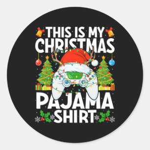Das ist mein Weihnachts-Pajama-Video-Gamer-Weihnac Runder Aufkleber