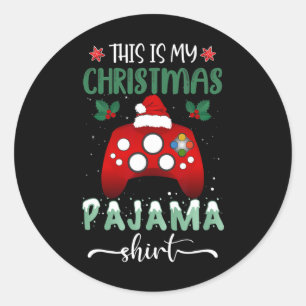Das ist mein Weihnachts-Pajama-Videospiel Men B Runder Aufkleber