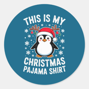 Das ist mein Weihnachts-Pinguin-Pyjama  Runder Aufkleber