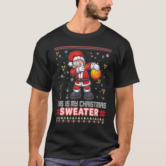 Das ist mein Weihnachts-Sweater-Basketball Santa E T-Shirt (Vorderseite)