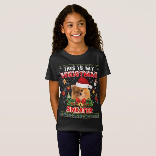 Das ist mein Weihnachts-Sweater-Spitz Hund Ugly M T-Shirt (Vorne ganz)