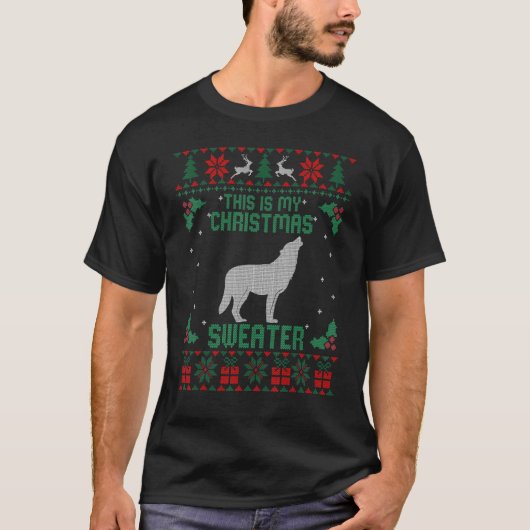 Das ist mein Weihnachts-Sweater Wolf Ugly Xmas T-Shirt (Vorderseite)