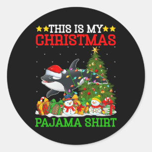 Das ist mein Weihnachtsbaum Pajamas Orca Lighting Runder Aufkleber