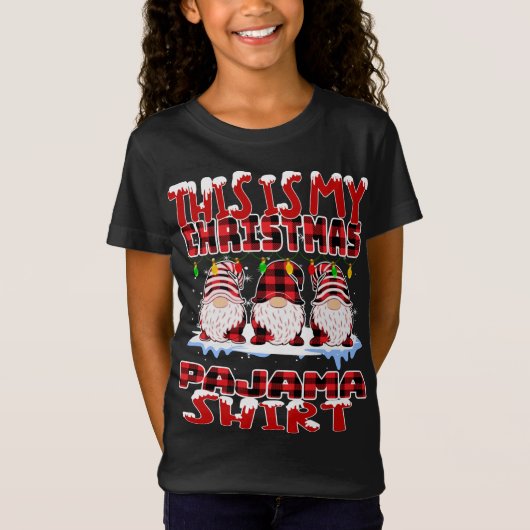 Das ist mein Weihnachtsbüffel Karierte Gnomes Funn T-Shirt (Vorderseite)