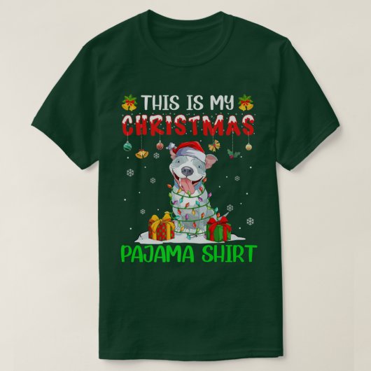 Das ist mein Weihnachtspajama Pitbull Xmas Tree Li T-Shirt (Design vorne)