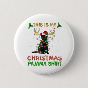 Das ist mein Weihnachtspajama Shirt Black Cat Love Button