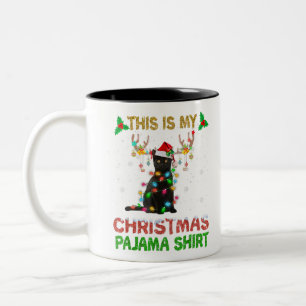 Das ist mein Weihnachtspajama Shirt Black Cat Love Zweifarbige Tasse