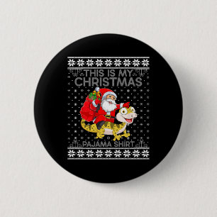 Das ist mein Weihnachtspajamas Santa Riding Lizard Button