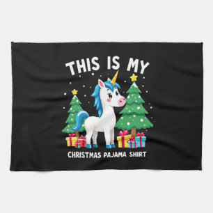 Das ist mein Weihnachtspyjama-Shirt Einhorn Xmas P Geschirrtuch
