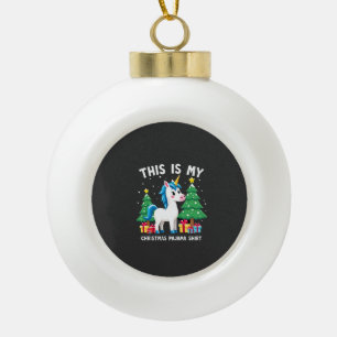 Das ist mein Weihnachtspyjama-Shirt Einhorn Xmas P Keramik Kugel-Ornament