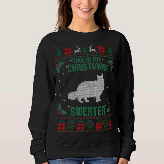 Das ist mein Weihnachtssüßer Maincoon Cat Ugly Sweatshirt (Vorderseite)